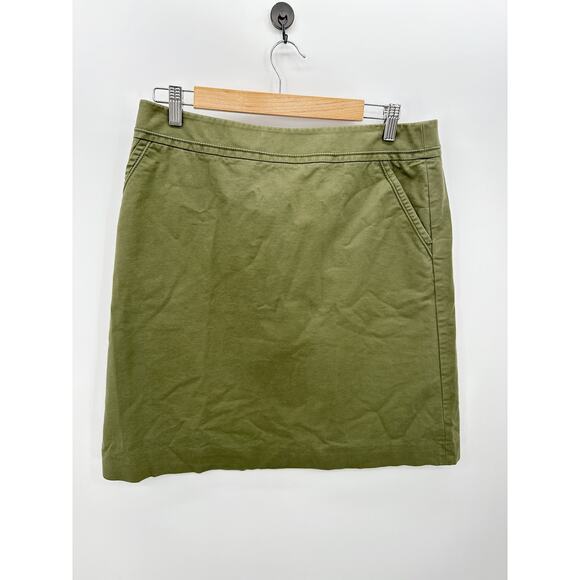 Lafayette 148 Olive Green Mini Cotton Blend Skirt Modest Feminine Womens Size 10 - Picture 1 of 6